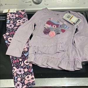Girl 3T 2 piece outfit matching set bird butterfly love heart valentines new nwt